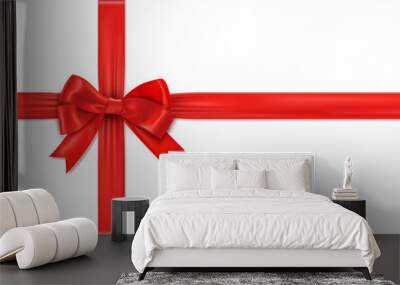 Realistic satin ribbon on white background. Wall mural