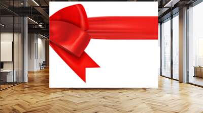 red bow and ribbon. realistic holiday decoration Wall mural