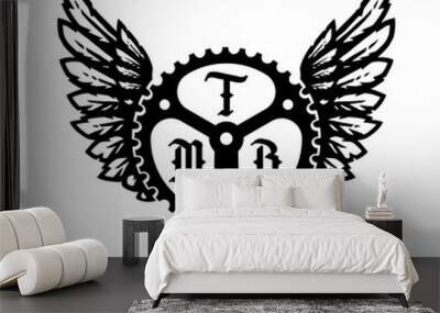 Bicycle star and wings, mountain bike symbol, logo. Vector illustration. Wall mural