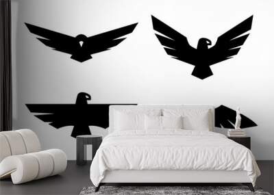 Eagle, a set of monochrome logos. Wall mural