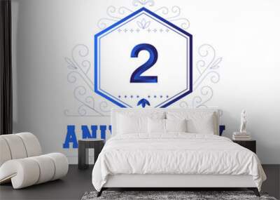 2 Year anniversary celebration vector template illustration Wall mural