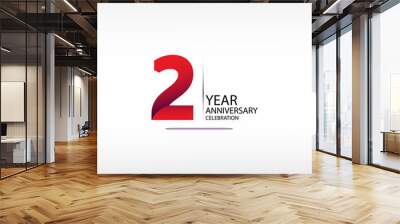 2 years anniversary celebration logotype. anniversary logo with red, vector design for celebration, invitation card, and greeting card Wall mural