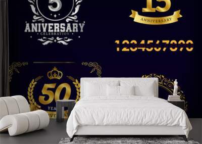 set 5. 15. 50 year anniversary design illustration Wall mural