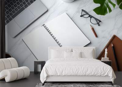 A mockup of a customizable school notebook cover on a plain white background Wall mural