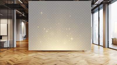 Bokeh glow background of sparkling dust, gold dust light, background with bokeh light effect, yellow shimmering glow with bokeh and glitter light. Vector	
 Wall mural