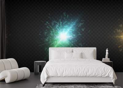 Bright abstract light effect with rays and glare, and energy explosion effect for vector illustration. Wall mural