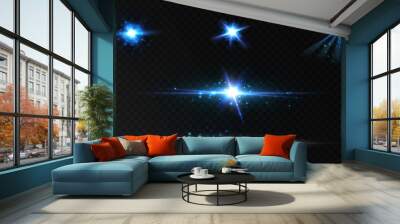 Bright blue light effect with rays and lens flares for vector illustration. Wall mural