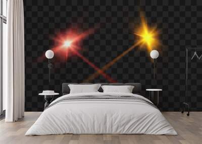 Bright transparent light effect lens flare mega collection. Star, space. Vector Wall mural