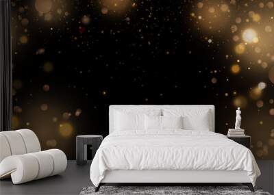 Christmas golden lights. Background of bright glow bokeh. Vector Wall mural