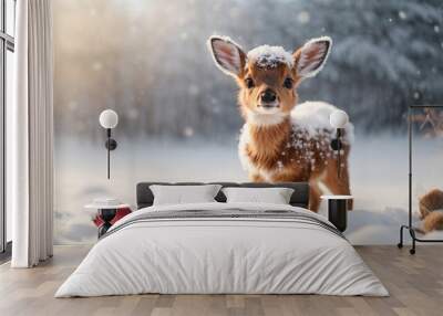 deer in snow Wall mural