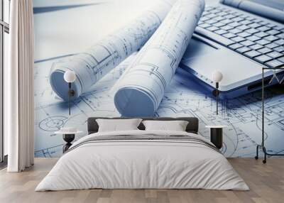 Technology blueprints Wall mural