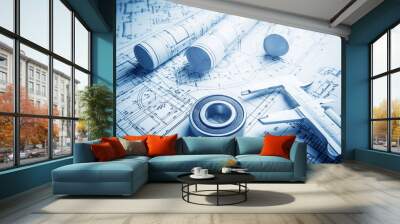 Technology blueprints Wall mural