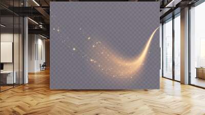 Golden magic comet with lots of sparkling dust shimmering light effects. Magic golden wind for web design and fabulous decoration. vector png Wall mural