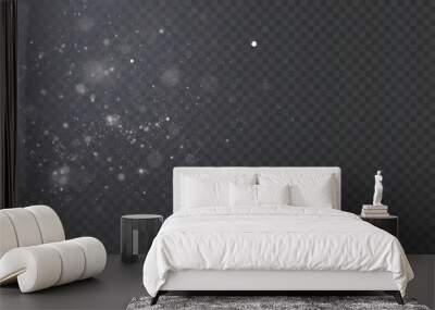 Holiday bokeh and glitter effect with bright dust particles and glare isolated on transparent background. Vector star cloud with glare and glitter. Wall mural