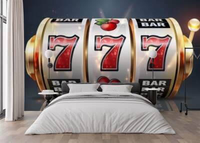 Jackpot win concept  big 777 lottery casino slot machine for winning the game jackpot Wall mural