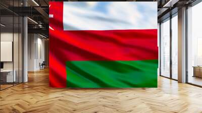 Oman flag. Waving flag of Oman 3d illustration Wall mural