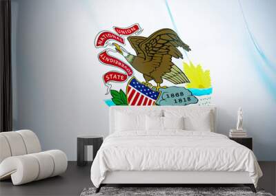 The flag of Illinois. Waving silk flag of Illinois. High quality render. 3D illustration Wall mural