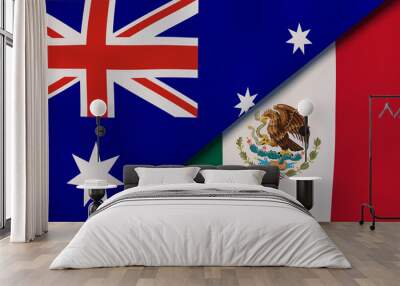 The flags of Australia and Mexico. News, reportage, business background. 3d illustration Wall mural