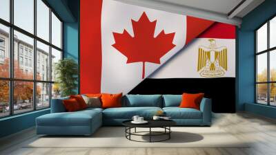 The flags of Canada and Egypt. News, reportage, business background. 3d illustration Wall mural