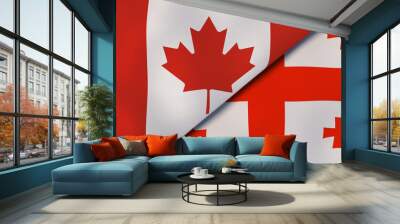 The flags of Canada and Georgia. News, reportage, business background. 3d illustration Wall mural