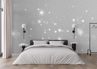 Light effect with lots of shiny shimmering particles isolated on transparent background. Vector star cloud with dust. Wall mural