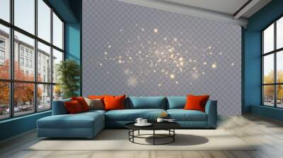 Light effect with lots of shiny shimmering particles isolated on transparent background. Vector star cloud with dust.	 Wall mural