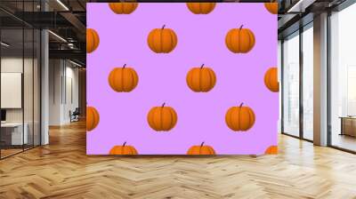 drawing images of pumpkins on a purple background. template for overlaying on the surface. Hellowin symbol. Banner for insertion into site. 3d rendering. 3d image Wall mural