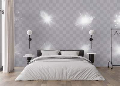 Set of bright white light effects. Vector	 Wall mural