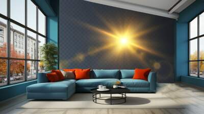 Transparent sunlight with a special glare light effect. PNG. Isolated light effects on a transparent background. Vector illustration	
 Wall mural