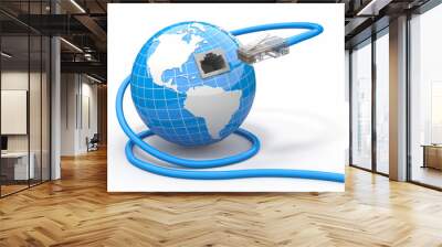 global communication. earth and cable, rj45. Wall mural