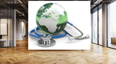 Global healthcare. Earth and stethoscope. Wall mural