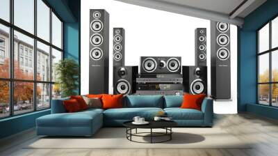 Home cinema speaker system. Loudspeakers, player and receiver. Wall mural