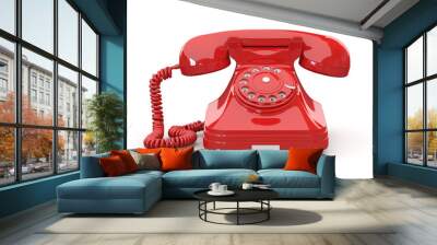 old-fashioned phone on white isolated background Wall mural