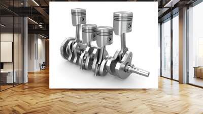 Pistons and crankshaft. four cylinder engine Wall mural