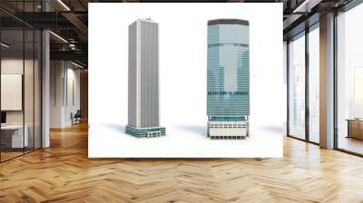 Set of different skyscraper buildings isolated on white. Wall mural