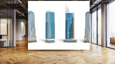 Set of different skyscraper buildings isolated on white. Wall mural