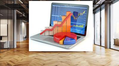 Stock market online business concept. Graph and diagram on lapto Wall mural