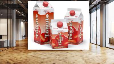 Tomato juice carton cardboard box pack isolated on white backgro Wall mural