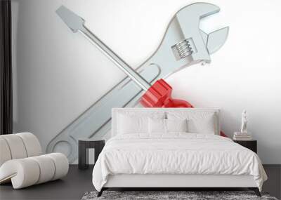 wrench and screwdriver. tools. 3d Wall mural