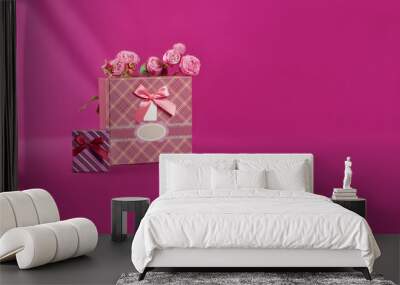 Two gift boxes background Wall mural