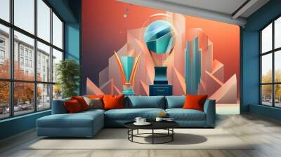 Abstract trophy elements with geometric shapes and gradients, great for modern graphic design projects and background textures Wall mural