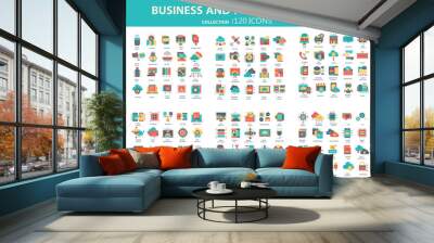 Business and marketing, programming, data management, internet connection, social network, computing, information. Icons set. Flat vector illustration	 Wall mural