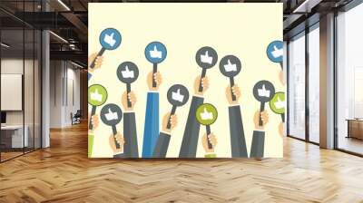 Business compliment concept. Thumbs up hands. Flat vector illustration Wall mural