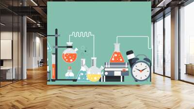 Laboratory equipment banner. Concept for science, medicine and knowledge. Flat vector illustration Wall mural