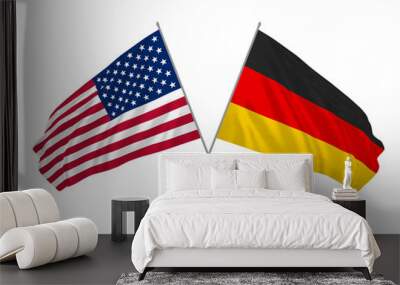 usa and germany state waving crossed flags as a sign of cooperation and partnership. Wall mural