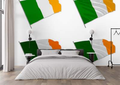 Vector illustration of waving Ireland flag with different 3d effects Wall mural