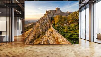 Medieval castle in Marvao at sunset, Portugal Wall mural