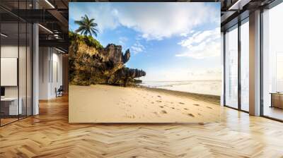 Paradise beach with white sand and palms Wall mural