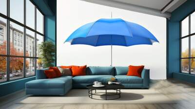 blue umbrella isolated on white Wall mural