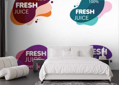 Juice fresh fruit label icon healthy organic food vector illustration Wall mural